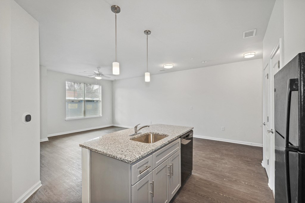 Three bedroom kitchen and living room at Village at Blenheim Run