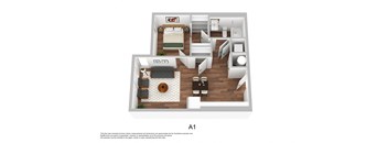 the at1 floor plan of studio apartment at the ativa residences
