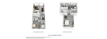 a schematic of a floor plan and a 2nd floor floor plan with 2 bedrooms