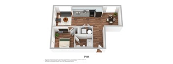 the residences at city center apartments phi 1 bedroom floor plan