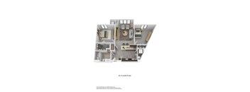 A 3D rendered image of a B1 floor plan.