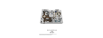 B2 Two Bedroom 3D Floorplan