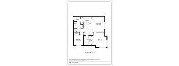A black and white image of a floor plan for an apartment.
