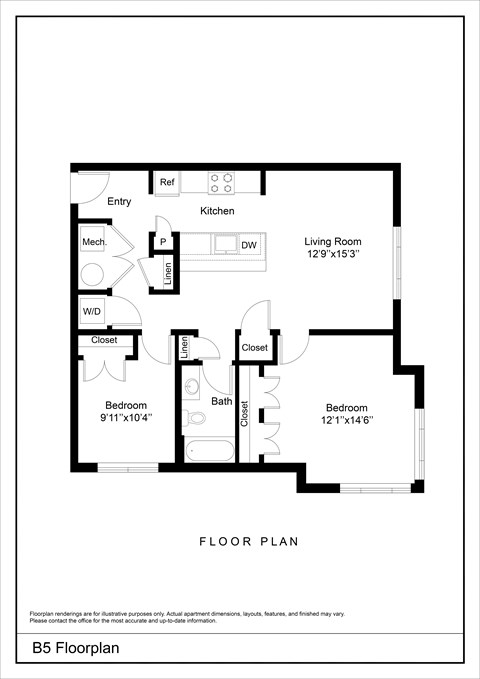 A black and white image of a floor plan for an apartment.