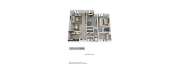 A floor plan of a B6 apartment with a living room, kitchen, and bedrooms.