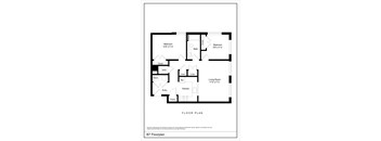A black and white floor plan of an apartment layout.