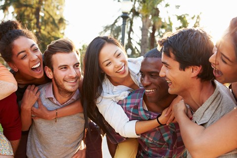 a group of friends posing for a picture together