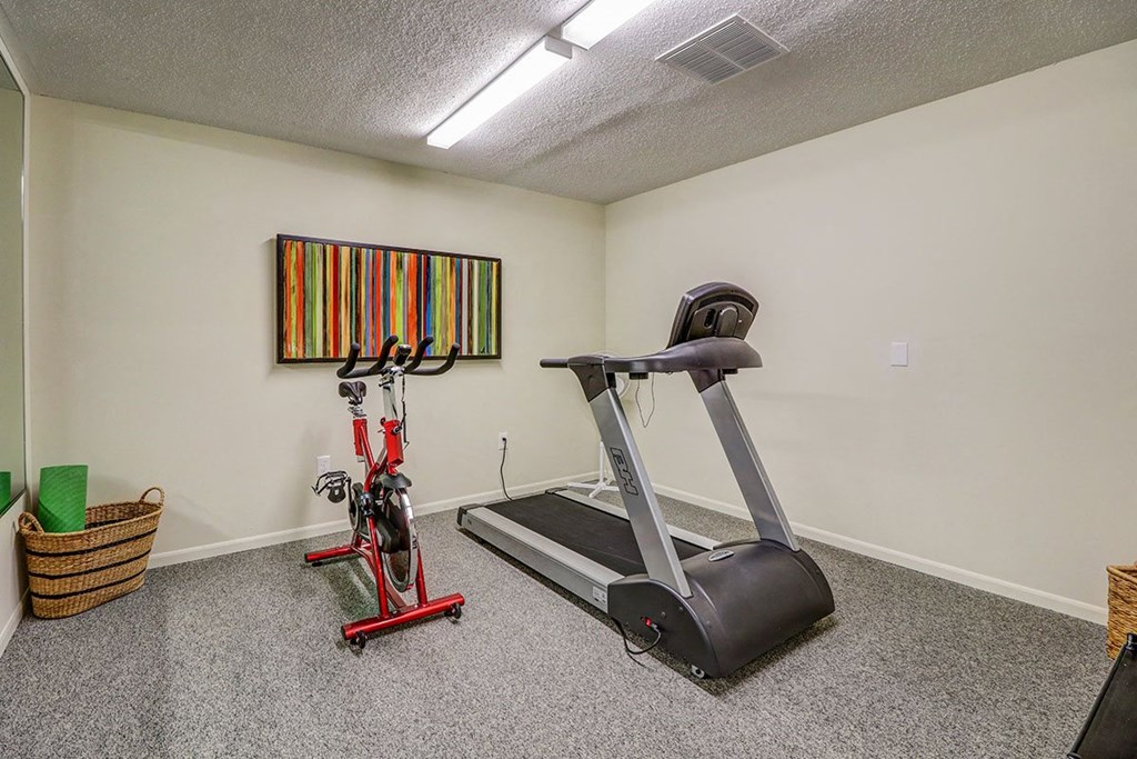 our gym has a treadmill and exercise equipment for your enjoyment