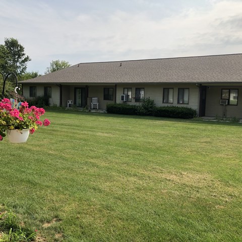 a view of our house from the yard