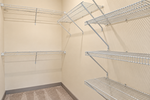 Empty shelves in a room.