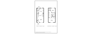 A floor plan of a two-story house with labeled rooms.