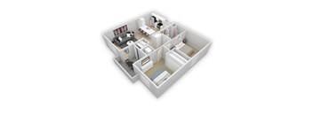 a 3d floor plan of a 2100 sq ft apartment