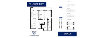 A floor plan for a suite type with two bedrooms and a 2 bedroom floor area of 917.40 sq ft.