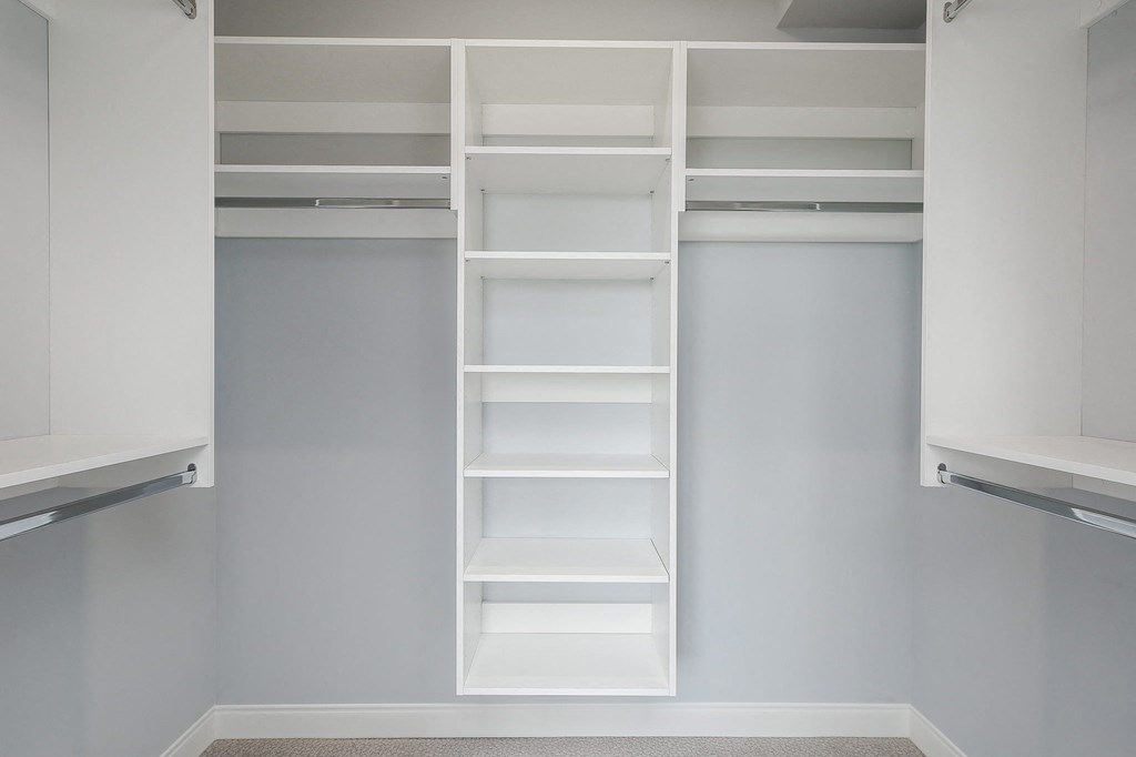 a modular closet with shelves