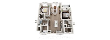 a 3 bedroom floor plan of a 2100 sqft apartment