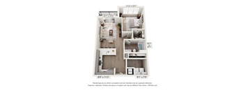 a floor plan of a 1 bedroom apartment with a bathroom and a balcony