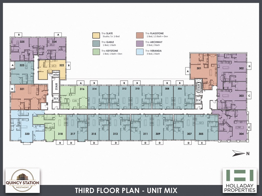 a floor plan of the third floor of third floor plan unit mix