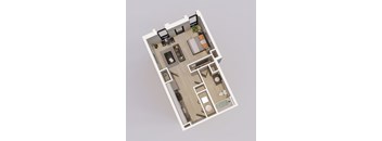 a floor plan of a house with a bedroom and a living room
