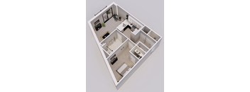 Lincoln Style F - 1 bed, 1 bath - 3D floor plan