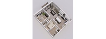 Wedgewood Style A - 1 bed, 1 bath apartment 3D floor plan