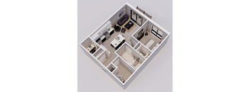 Wedgewood Style B - 1 bed, 1 bath apartment 3D floor plan