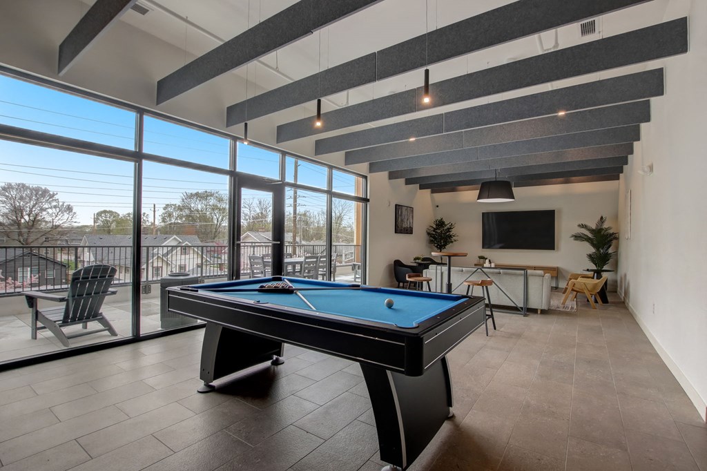 play a game of pool on the pool table in the game room of a home