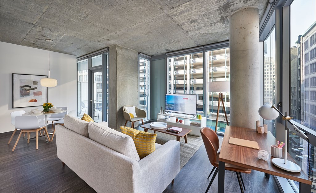 Furnished living room model 