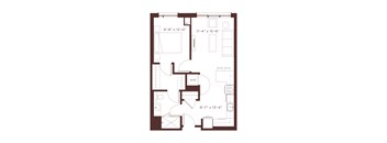 a floor plan of a home with a bedroom and a living room
