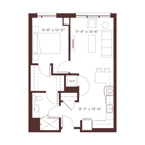 a floor plan of a home with a bedroom and a living room
