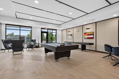 Resident lounge with pool table and games