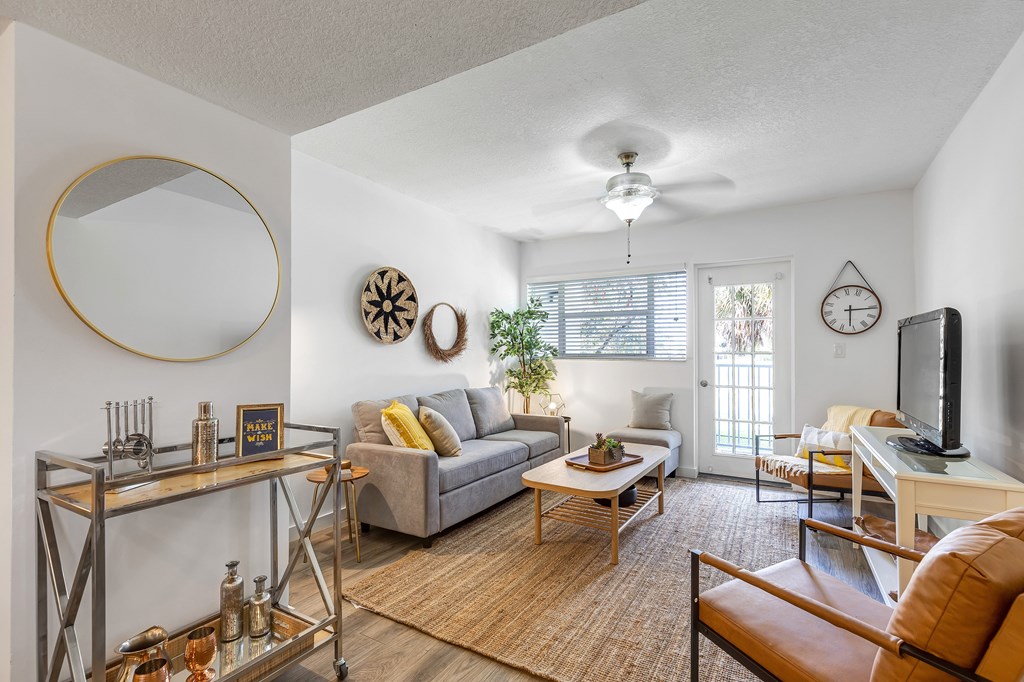 Flats on the green open floorplan showing living area