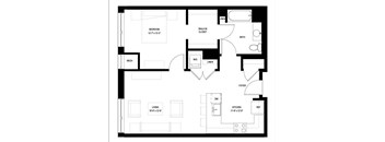 A black and white floor plan of a house with labeled rooms.