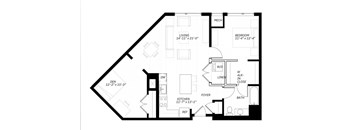 A black and white image of a floor plan for a house.