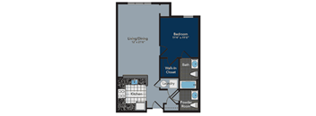 Floorplan Name is Lehigh with one bedroom and one bathroom at 736 sq. ft.