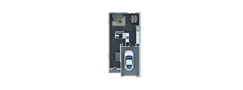 A car is parked in a garage.