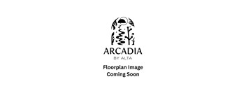 A black and white image of a bird with a tree in the background and the text "ARCADIA BY ALTA Floorplan Image Coming Soon".