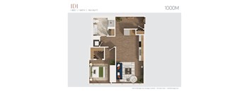 a floor plan of 980 sq ft with a bedroom and a living room