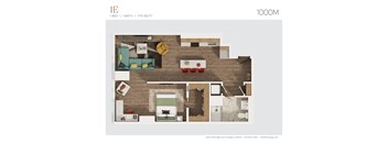 a floor plan of a 1100 sq ft apartment