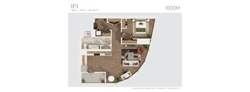a floor plan of a room with a bedroom and a living room