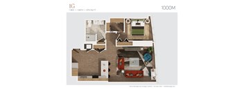a 1 bedroom floor plan   1100 sq ft
