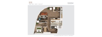 a floor plan of a room with a bedroom and a bathroom
