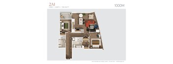 floor plan of the 2nd floor of the 2100 sq ft apartment
