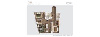 floor plan of the 2bh floor plan with bedroom and living room