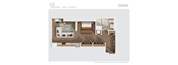 a floor plan of a home with a bedroom and a living room