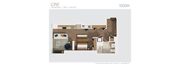 a floor plan of a room with a bedroom and a bathroom