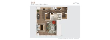 a 1 bedroom floor plan  deluxe 1300 sq ft