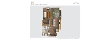 a 1 bedroom floor plan  deluxe 1300 sq ft