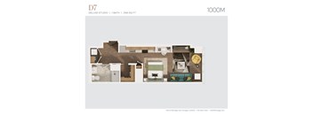a floor plan of a home with a bedroom and a living room