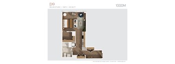 a floor plan of a home with a bedroom and a living room