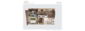 3d floor plan of a studio apartment